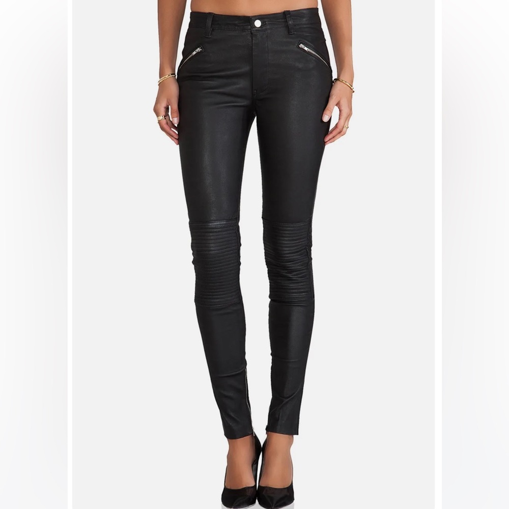 BLK Denim leather pants, full length, like new, size 28